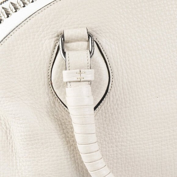 Rare Large Beige Christian Louboutin Bowler Bag with Studs and Red Interior - Picture 9 of 9